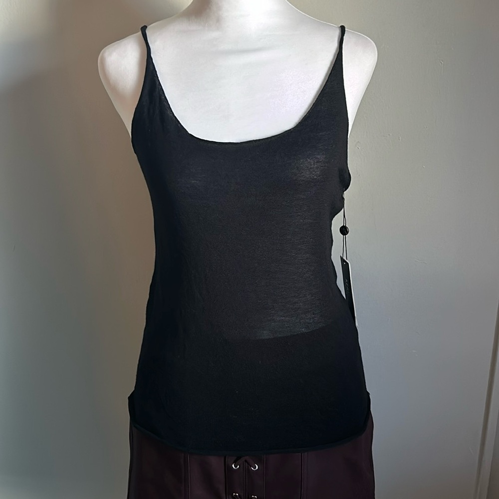 New Kerisma Fine Gauge Lightweight Knit Slim Fit Sweater Raw Edge Tank Top - Picture 1 of 9